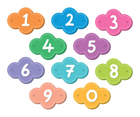 colorful hand drawing numbers in clouds
