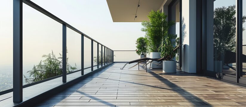 Balcony of modern apartment. Copy space image. Place for adding text