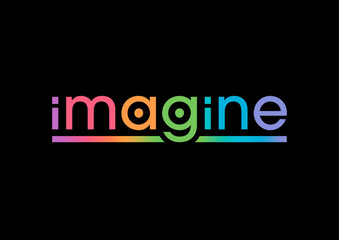 colorful imagine concept on black background. gradient imagine logo. imagine concept for thinking, dreaming, innovation