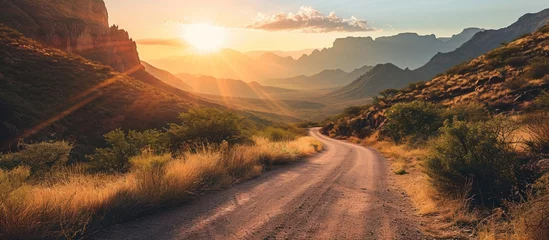 Foto auf Acrylglas Antireflex A spectacular sunrise from Glenn Springs Road Big Bend National Park United States. Copy space image. Place for adding text © Ilgun