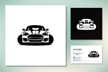 Illustration front of sport car fast car silhouette logo design vector