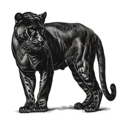 Naklejka na ściany i meble Panther. An artistic, schematic black-and-white portrait of a panther. Illustration for banners and albums. covers, books