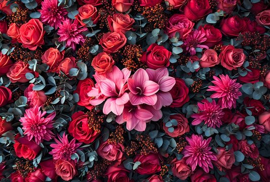 Photo of rose garden for Valentine theme background
