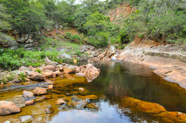 Delicate waterfall in the region called Serra do Gandarela in Minas Gerais, Brazil