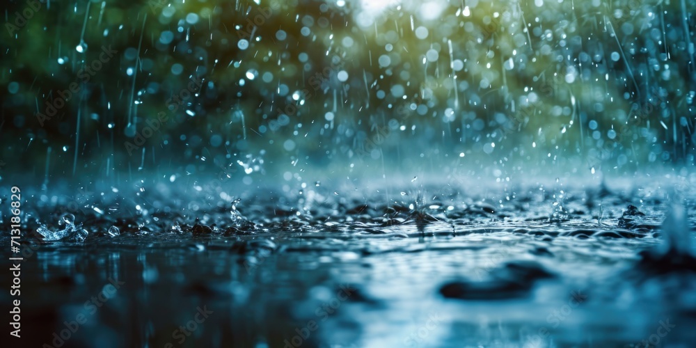 Poster rain shower up close on a rainy day. perfect for weather-related projects or adding a touch of natur