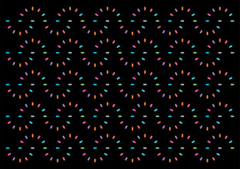 colorful dashed lines on black background. geometric patterns. curved dashed lines