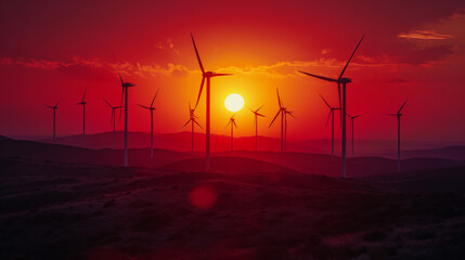 Wind Turbines at Sunset