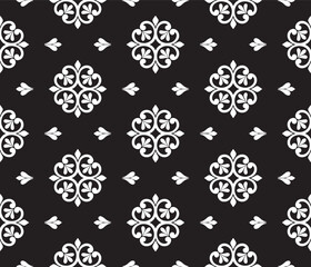 Abstract geometric floral seamless pattern. Black and white ornament. Modern stylish texture repeating. Vector background