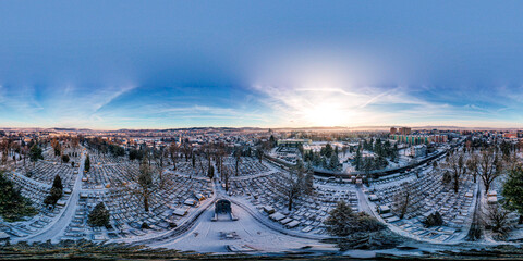 Nowy Sącz, cmentarz, panorama 360 - obrazy, fototapety, plakaty