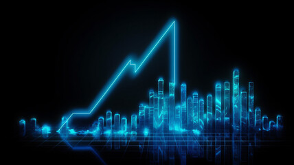 Futuristic Financial Insight: Exploring Fintech Innovation with 3D Holographic Bars and Graphs, Unveiling a Technological Symphony of Data Visualization, Awe-Inspiring Financial Metrics, and Cutting