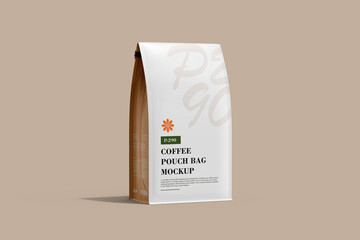 Coffee Pouch Packaging Mockup High Resolution 3D Illustration Brand Identity Marketing