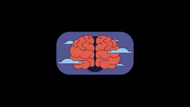 Brain Fog Syndrome Line 2D Object Animation. Confusion Concentration Loss Flat Color Cartoon 4K Video, Alpha Channel. Memory Mental Problems. Feeling Foggy Animated Item On Transparent Background