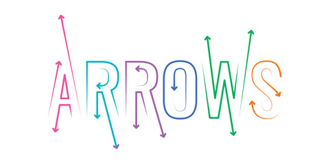 colored arrows word concept. vector arrows word and arrow signs