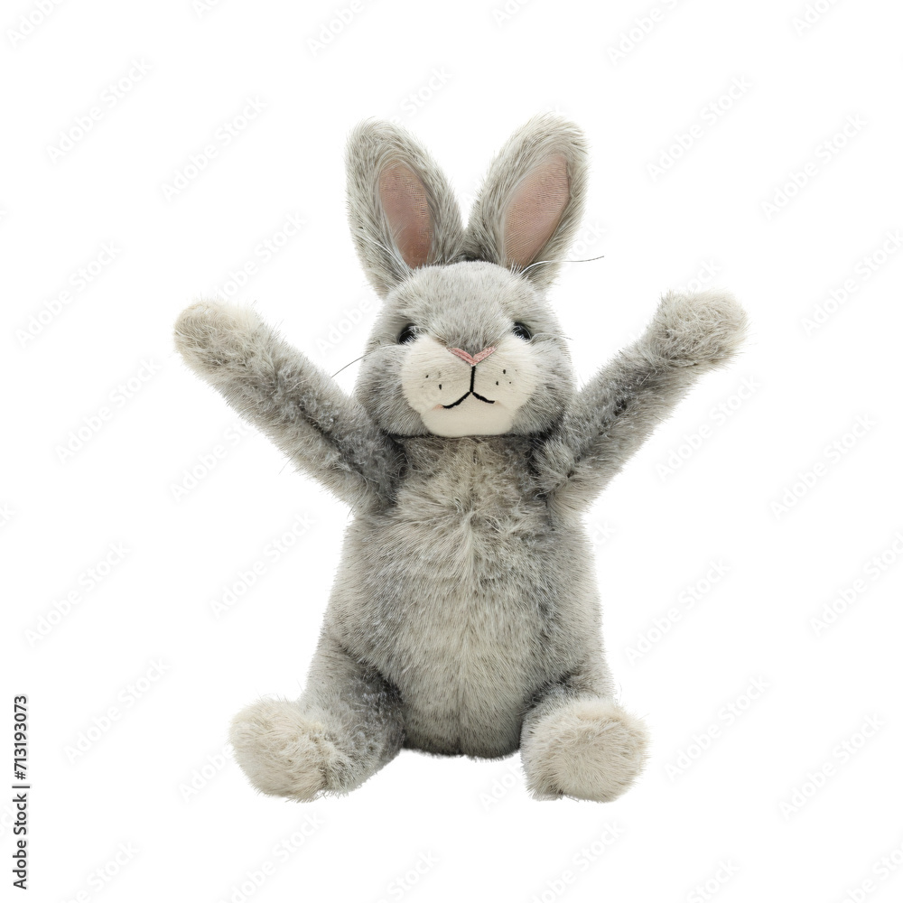 Wall mural rabbit doll cutout clipart.bunny easter day,kid toy isolated on white and transparent background