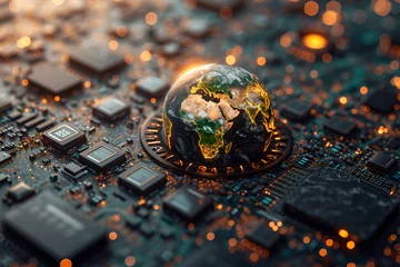 Fotobehang global electronics market, world market concept. Worldwide business. © Iryna