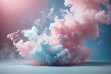 pastel color smoke on a white background