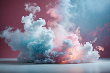 pastel color smoke on a white background