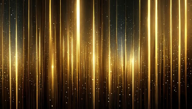 Abstract gold line glow background with stars.