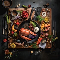A table topped with lots of different types of food