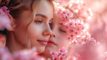 Naklejka premium Mothers day, mother and daughter background