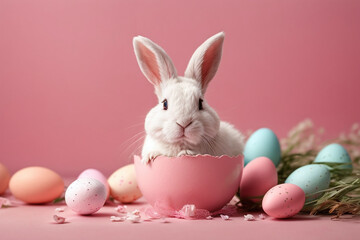 Naklejka na ściany i meble easter bunny with easter eggs 