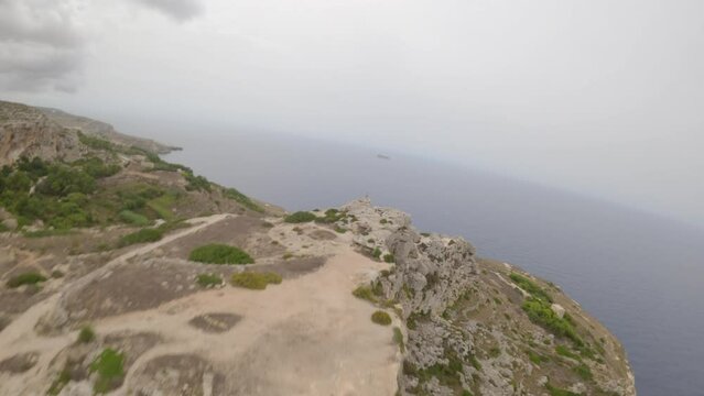 Drone flight in Dingli Cliffs, Malta.