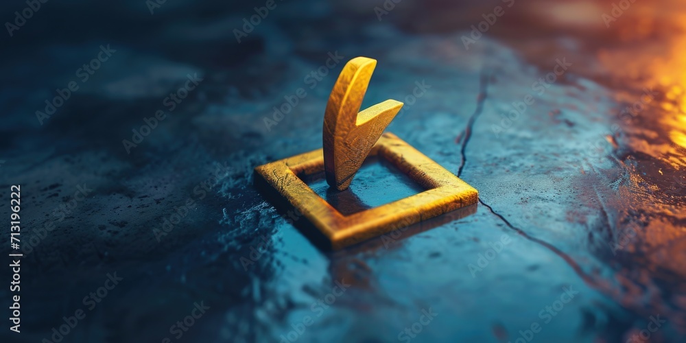 Poster A compact and straightforward image of a small golden object placed on a blue surface. This versatile image can be used for various purposes
