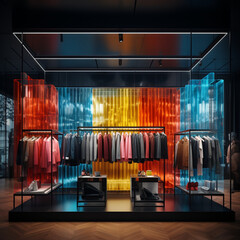 Interior of a modern clothing store created with Generative Ai
