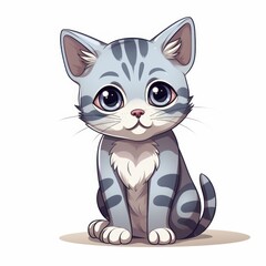 American_Shorthair_cat in kawaii style on white background