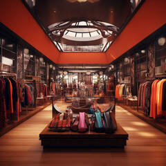 Naklejka premium Interior of a modern clothing store created with Generative Ai