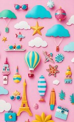 tourism items pattern background