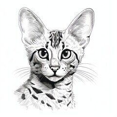 Ocicat_cat line art style on white background