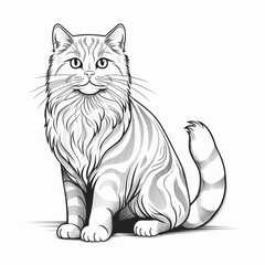 Scottish_Straight_cat, line art style on white background