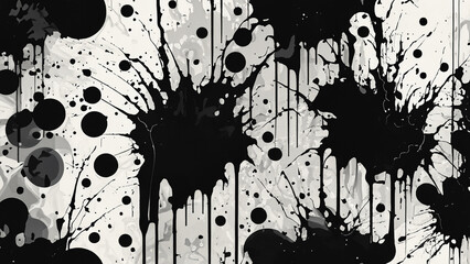 Wallpaper in black, white and shades of gray with a 4K splattered paint pattern