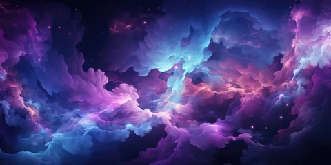 Fotobehang Abstract neon purple clouds, space clouds background. Image for a postcard or poster. Generative AI © 22_monkeyzzz