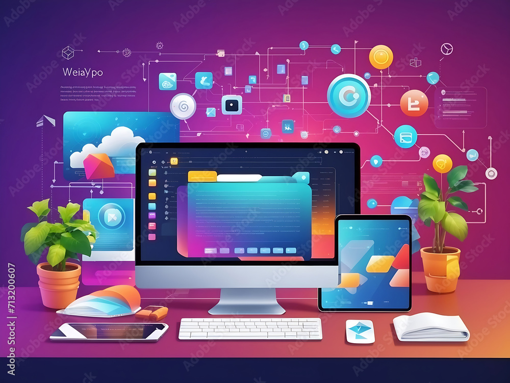 Poster creating software and websites for different digital platforms (desktop pc, laptop, tablet, and mobi