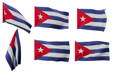 Large pictures of six different positions of the flag of Cuba
