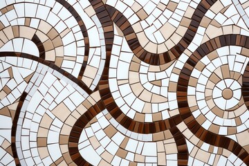 Brown and white clear outlines coloring page of mosaic pattern 