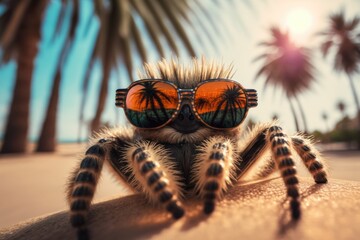 Portrait Tarantula Sunglasses Blurred Background