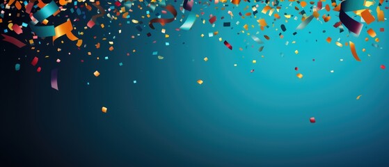 Celebration and colorful confetti party on blue abstract background - obrazy, fototapety, plakaty