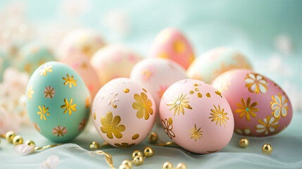Fototapeta na wymiar finely hand-decorated easter eggs . generated by ai