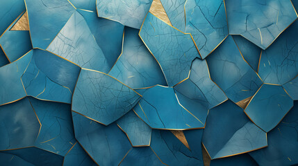 background of irregular blue scales with gold inserts. generated by ai