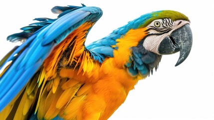A vibrant parrot with its wings extended, showcasing its beautiful colors. Perfect for adding a touch of exotic beauty to any project