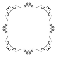 ハートの装飾のアンティーク風フレーム、デコレーションフレーム、手書き