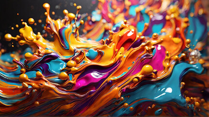 liquid colorful background, where every drop and splash is a work of art. generated by Ai.