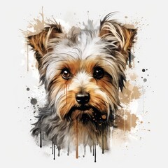 Yorkshire_Terrier_dog in grunge style on white background