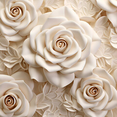White roses background. 3d rendering.  3d illustration.