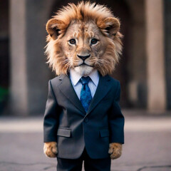 little lion in business suit fantasy art