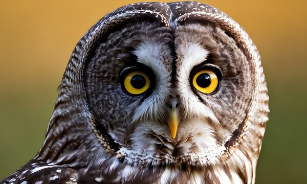 A Generative AI photo of Great Gray Owl's Enigmatic Yellow Eyes