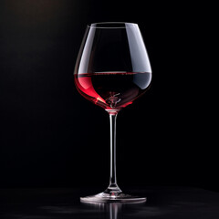 A glass of wine on a black background created with Generative Ai